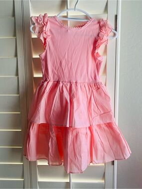 Janie and Jack Light Pink Ribbed Tank tiered with Ruffle Trim